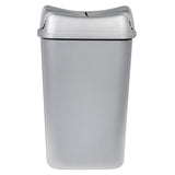 13.3-gallon Pivot Lid Trash Can, Silver with Decorative Texture