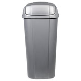 13.3-gallon Pivot Lid Trash Can, Silver with Decorative Texture